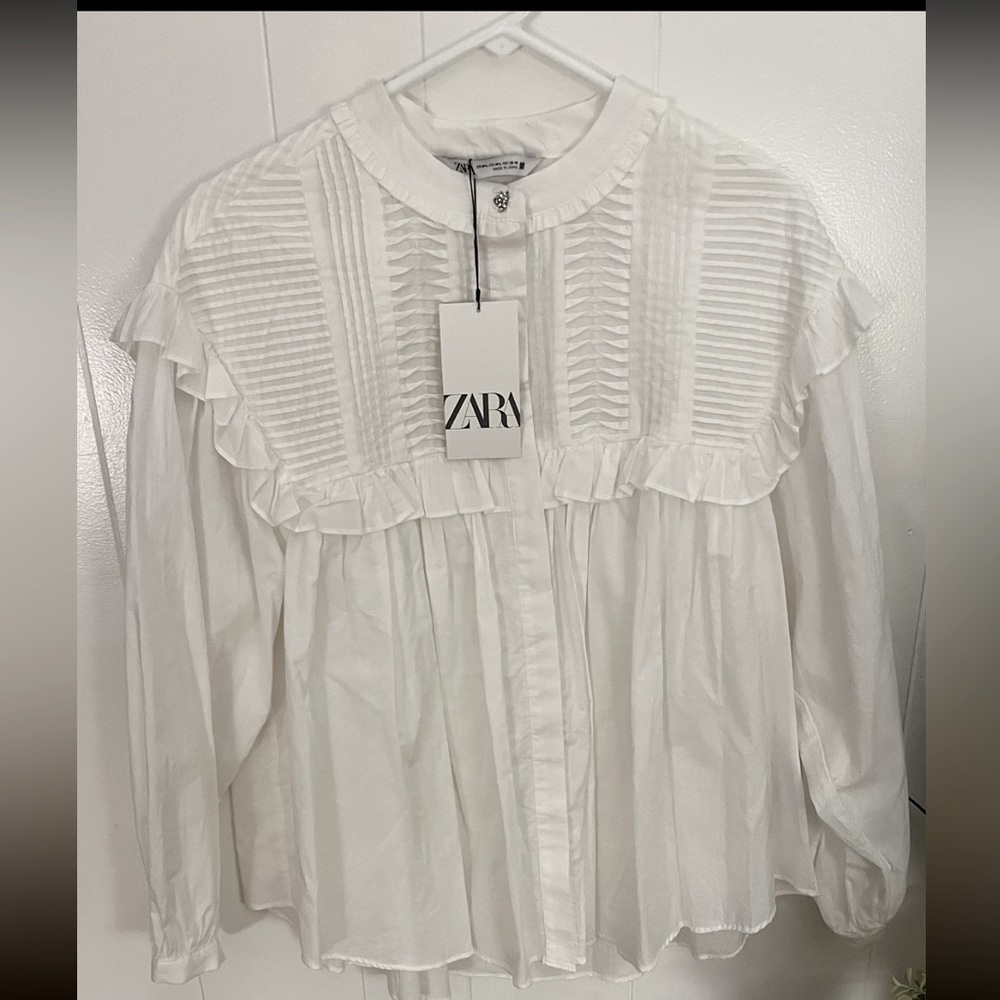 Zara White Blouse Size I M/L